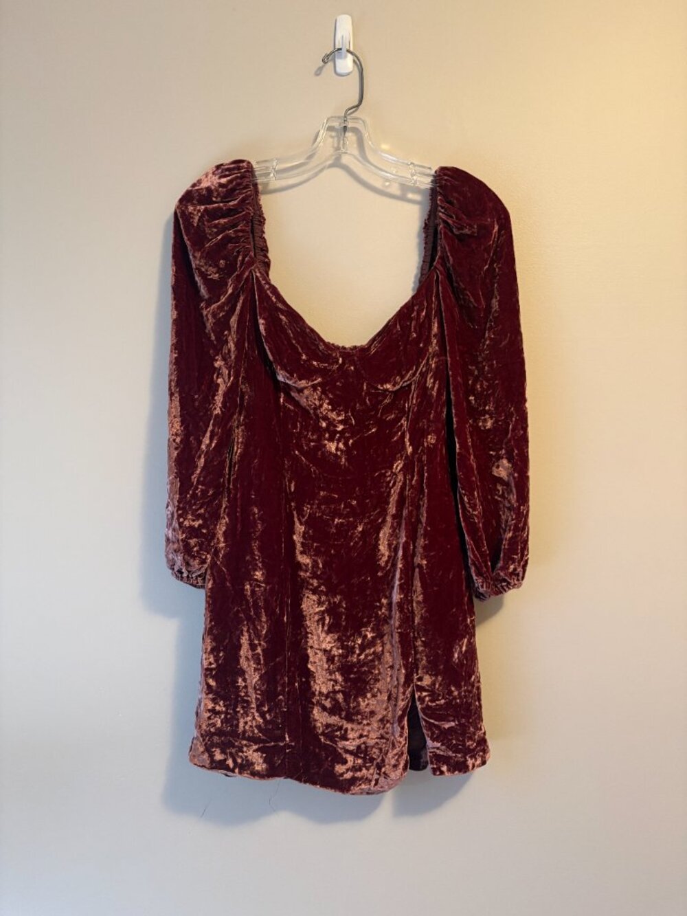 Aritzia Wilfred Novella Crushed Velvet Puff Sleeve Mini Dress Size 2